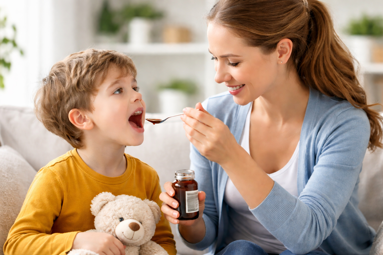 Suvi kašalj kod dece koji se leči uz pomoć sirupa